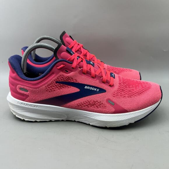 Brooks Launch 9 Running Shoes Women Size 10 B Pink Blue Lightweight Low Sneakers - Picture 1 of 8